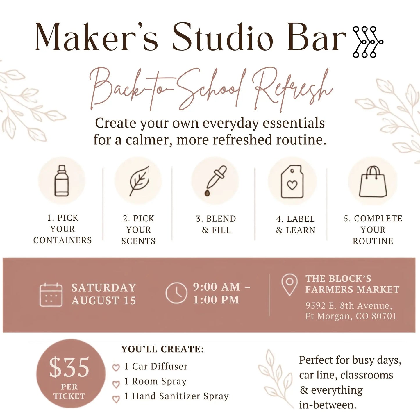 Maker's Studio Bar Ticket | Back-to-School Refresh Experience