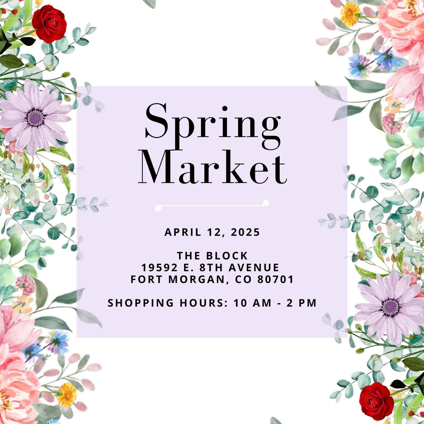 Spring Market Vendor Registration (April 12, 2025)