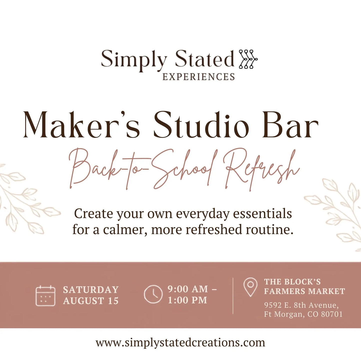Maker's Studio Bar Ticket | Back-to-School Refresh Experience