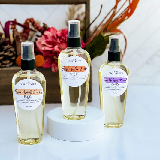 Indulge in the essence of fall with Autumn Vibes Body Oil. A perfect blend of hydration and seasonal scents, ideal for pampering your skin as the leaves change.