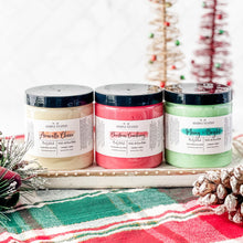 2023 Christmas Collection Body Polish sugar scrub. New seasonal scents available in Amaretto Cheer, Christmas Cranberry, and Merry & Bright