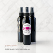 Farmers Market Collection Body Spray in Black Cherry Bliss: The allure of ripe black cherries weaves together with the ambiance of a Farmers Market, creating a scent that embodies the essence of autumnal indulgence and self-care.