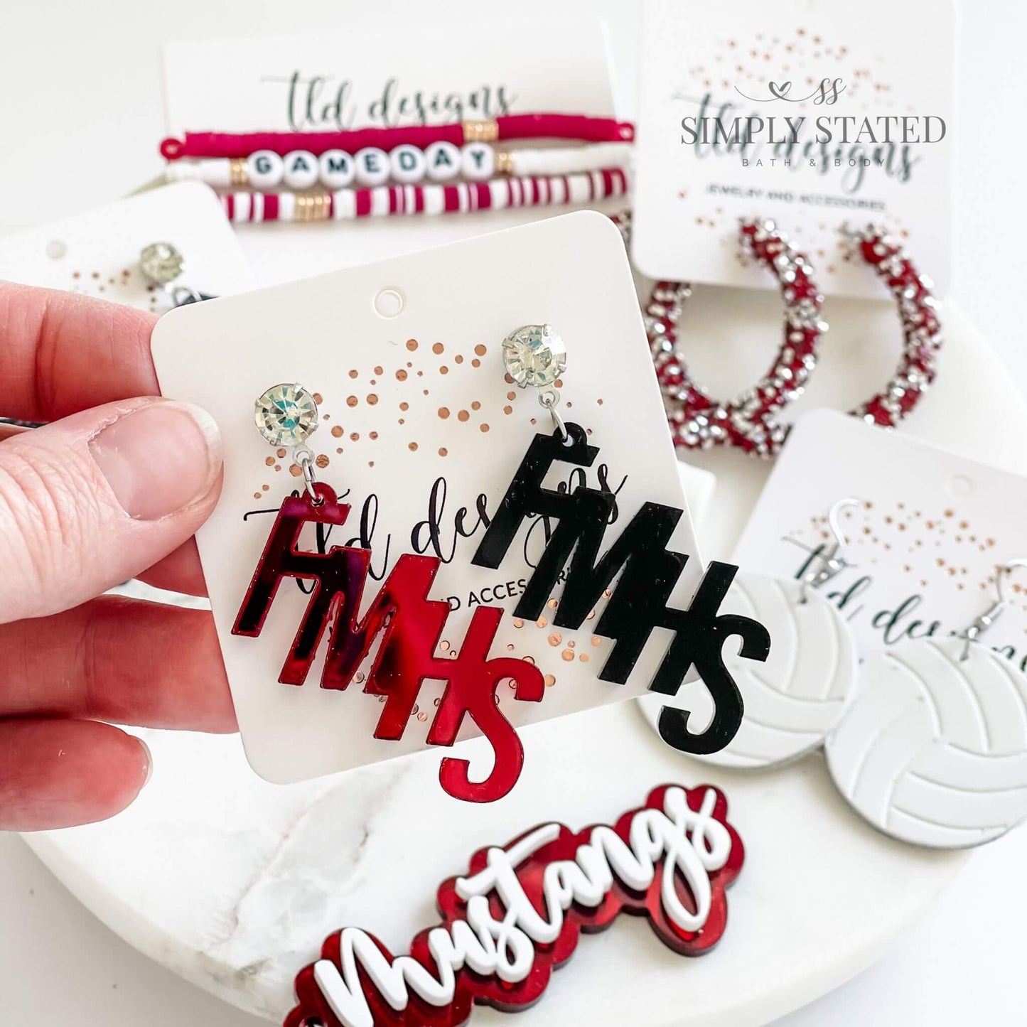 FMHS Maroon and Black Acrylic Earrings