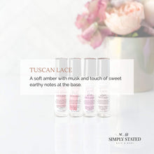 Tuscan Lace Roll-On Perfume. A soft amber with musk and touch of sweet earthy notes at the base.