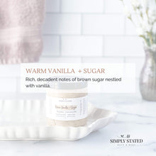 Warm Vanilla Sugar Body Polish. Rich, decadent notes of brown sugar nestled with vanilla. 