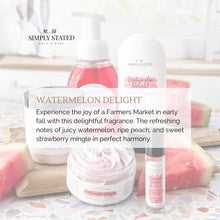 Watermelon Delight Whipped Soap. Experience the joy of a Farmers Market in early fall with this delightful fragrance. The refreshing notes of juicy watermelon, ripe peach, and sweet strawberry mingle in perfect harmony.