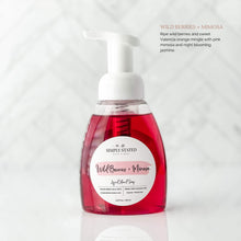 Nourishing Spring Foaming Hand Soap in Wild Berries + Mimosa. Ripe wild berries and sweet Valencia orange mingle with pink mimosa and night blooming jasmine.