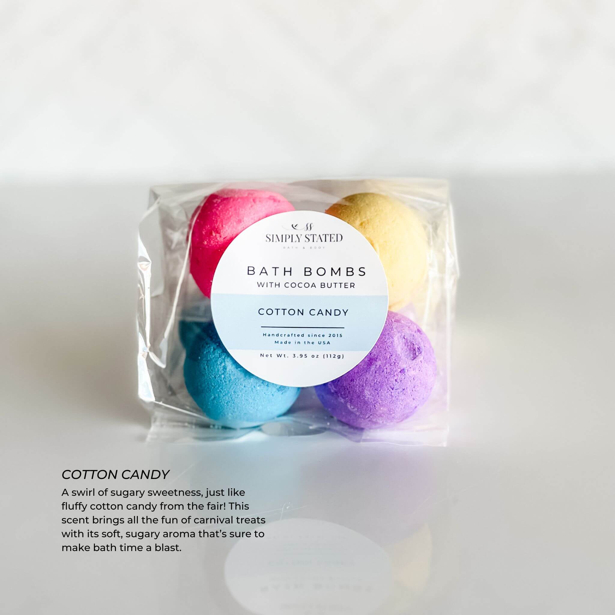 Cotton Candy Kids Bath Bomb Pack (4 Mini Bath Bombs) – Simply Stated ...