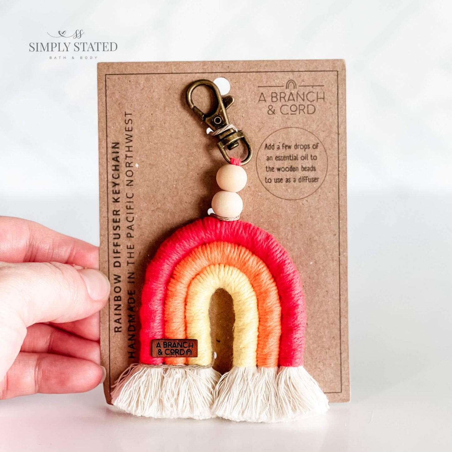 Rainbow Diffuser Macrame Keychain