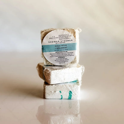 Simply Stated Eucalyptus Spearmint Shower Steamer 3-Pack with menthol — essential oil shower steamers handcrafted in Fort Morgan Colorado