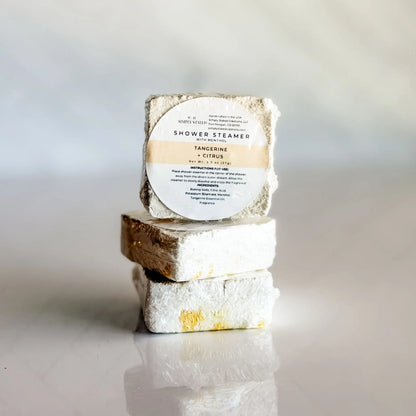 Simply Stated Tangerine Citrus Shower Steamer 3-Pack with menthol — essential oil shower steamers handcrafted in Fort Morgan Colorado