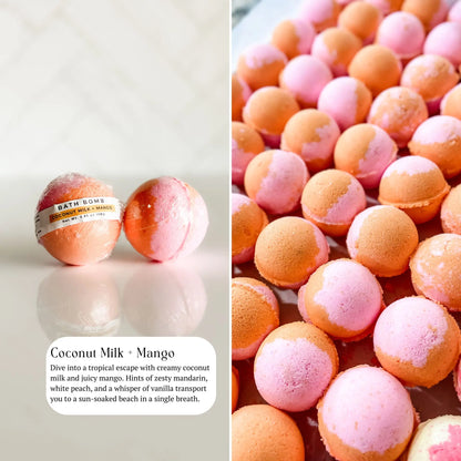Coconut Milk + Mango Bath Bomb | Handmade Bath Fizzy