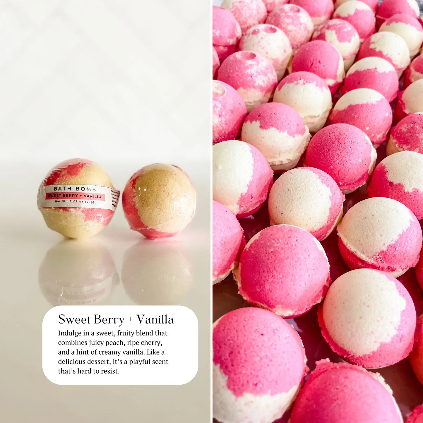 Sweet Berry + Vanilla Bath Bomb | Handmade Bath Fizzy
