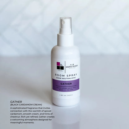 The Block x Simply Stated Room Spray in fragrance Gather with a clean minimalist background.