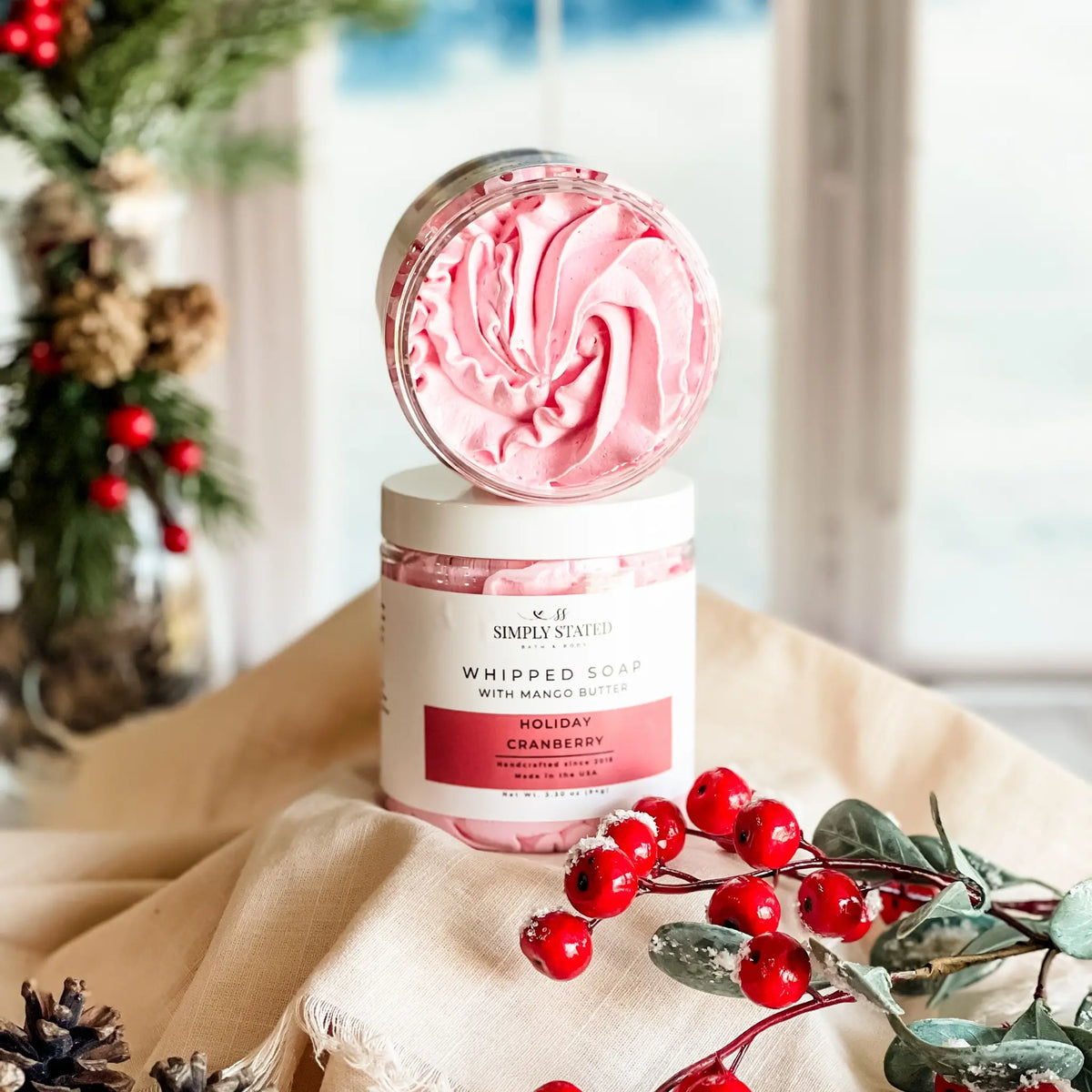 Holiday Cranberry Whipped Soap  with Mango Butter | Winter Collection