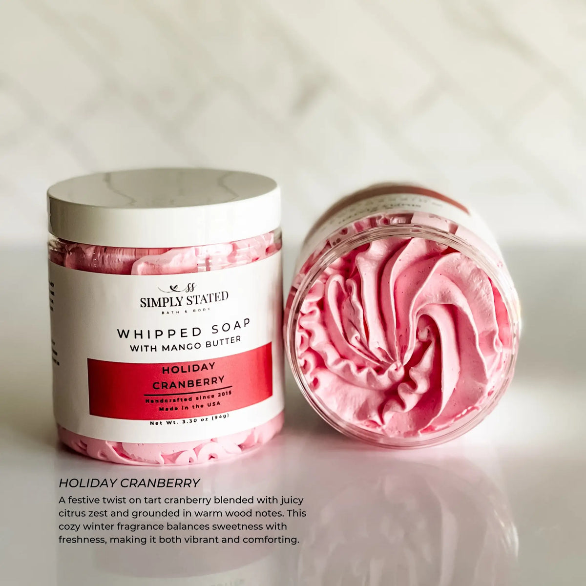 Holiday Cranberry Whipped Soap  with Mango Butter | Winter Collection